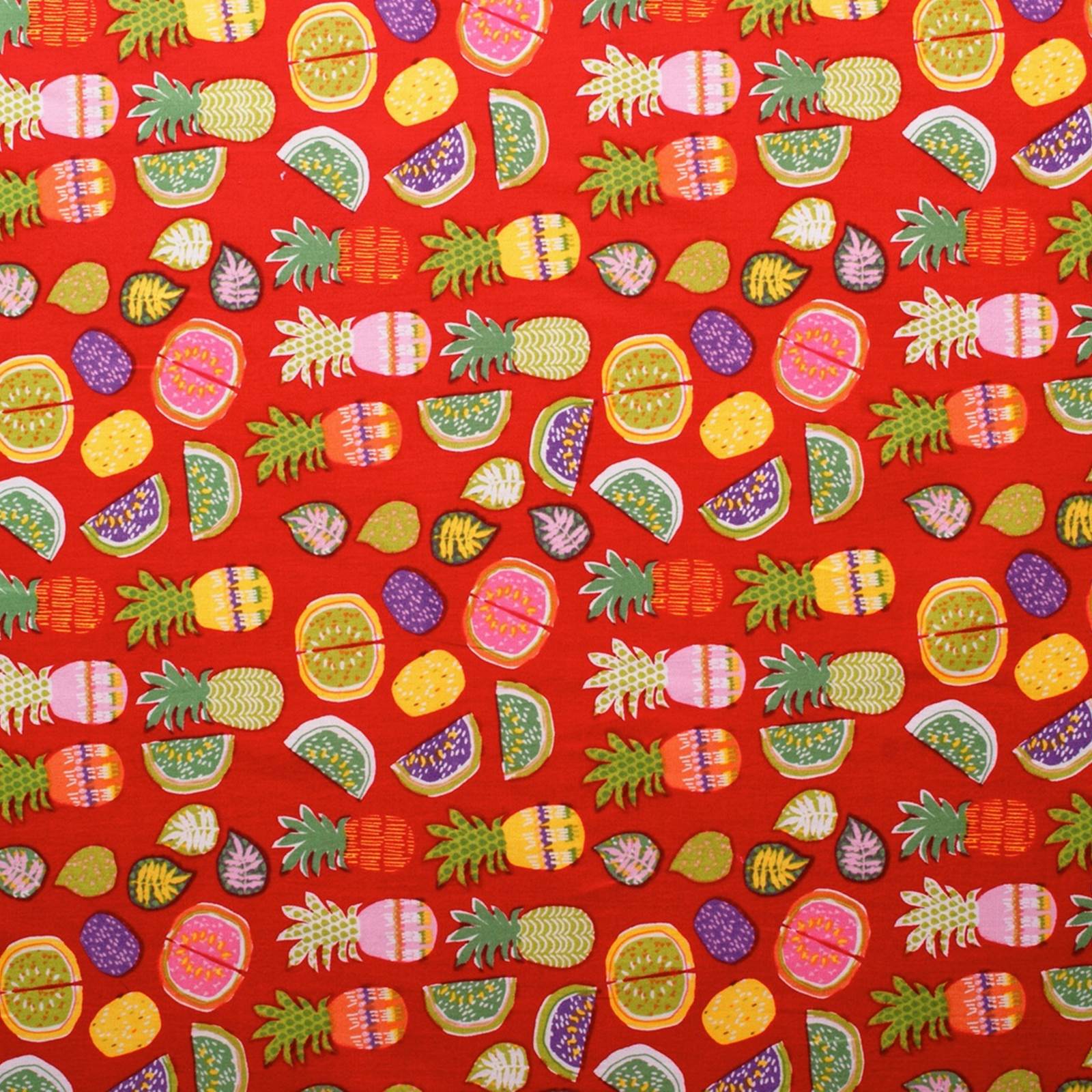 Exótico - Tela de algodón con diseño de frutas - rojo
