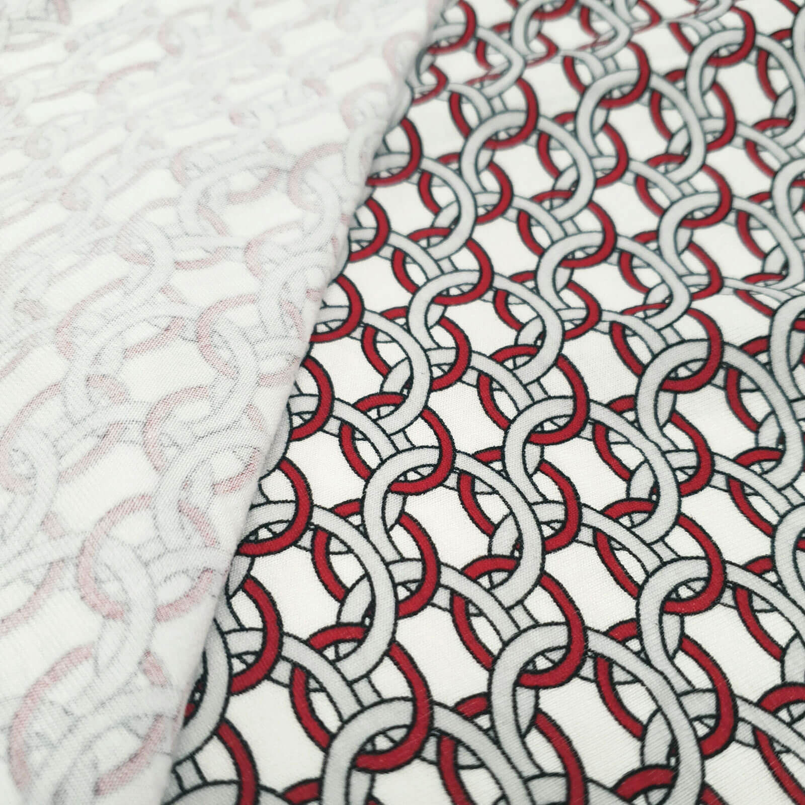 Danika - Jersey de algodón elástico con diseño de cadena - blanco-rojo oscuro-plata