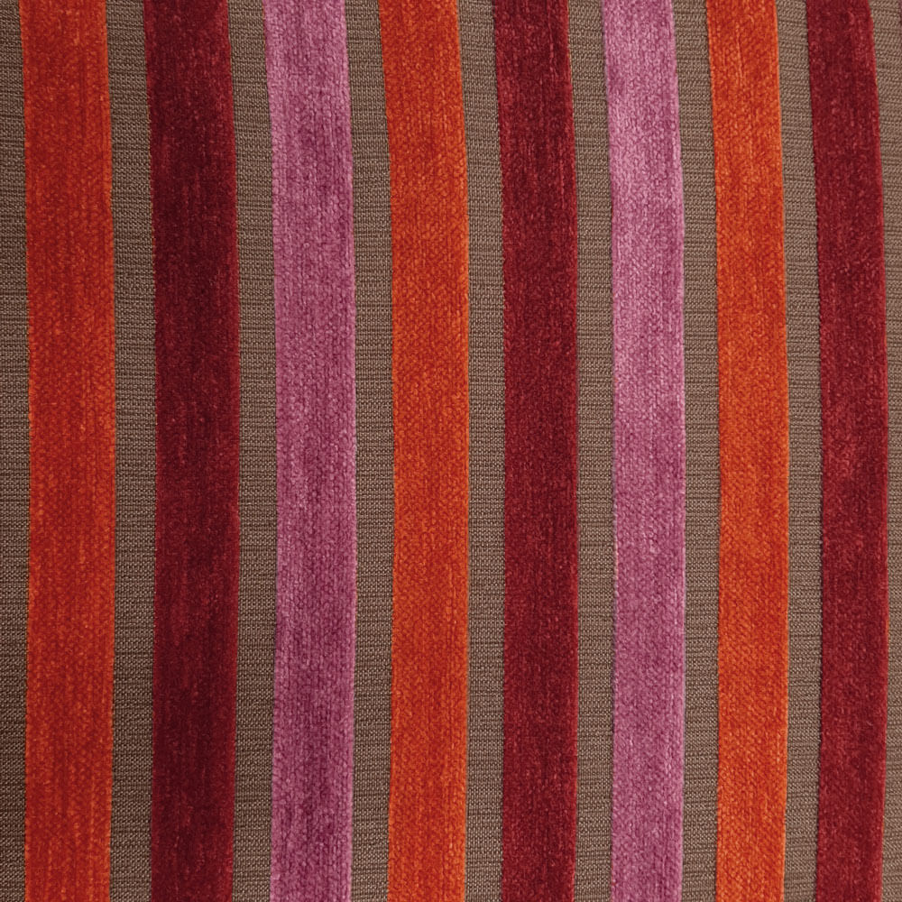 Aika - Tejido para decoración y tapicería con rayas - Gris topo (baya,terracota,burdeos)