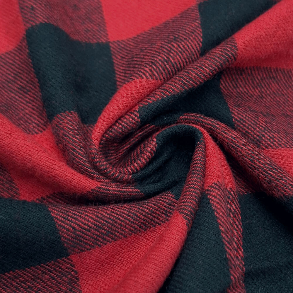 Grit - Franela de algodón a cuadros - Rojo oscuro / Negro