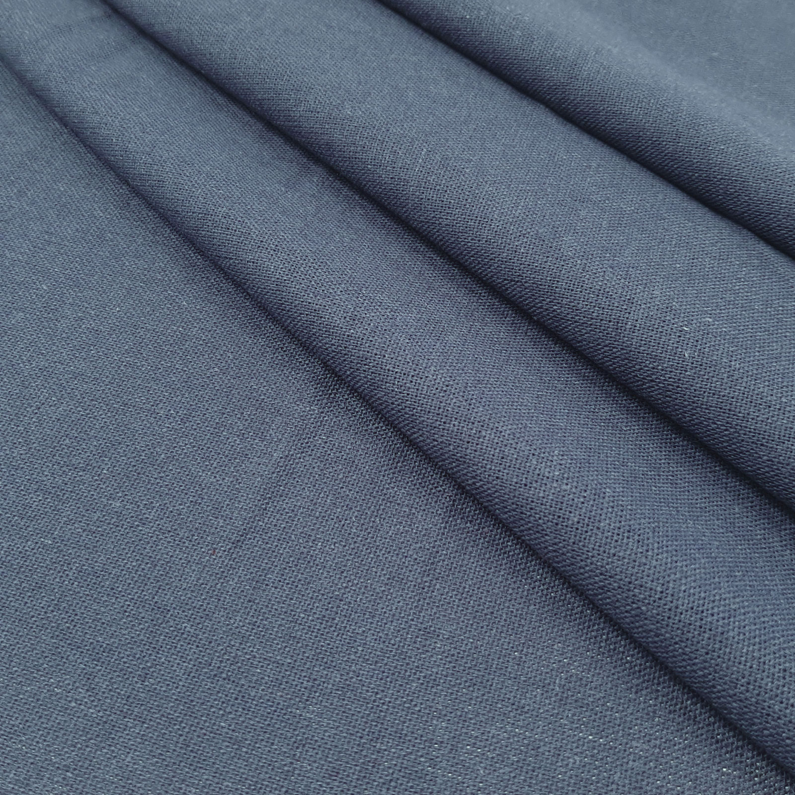 Bella - tela de algodón de lino natural - Azul Ahumado