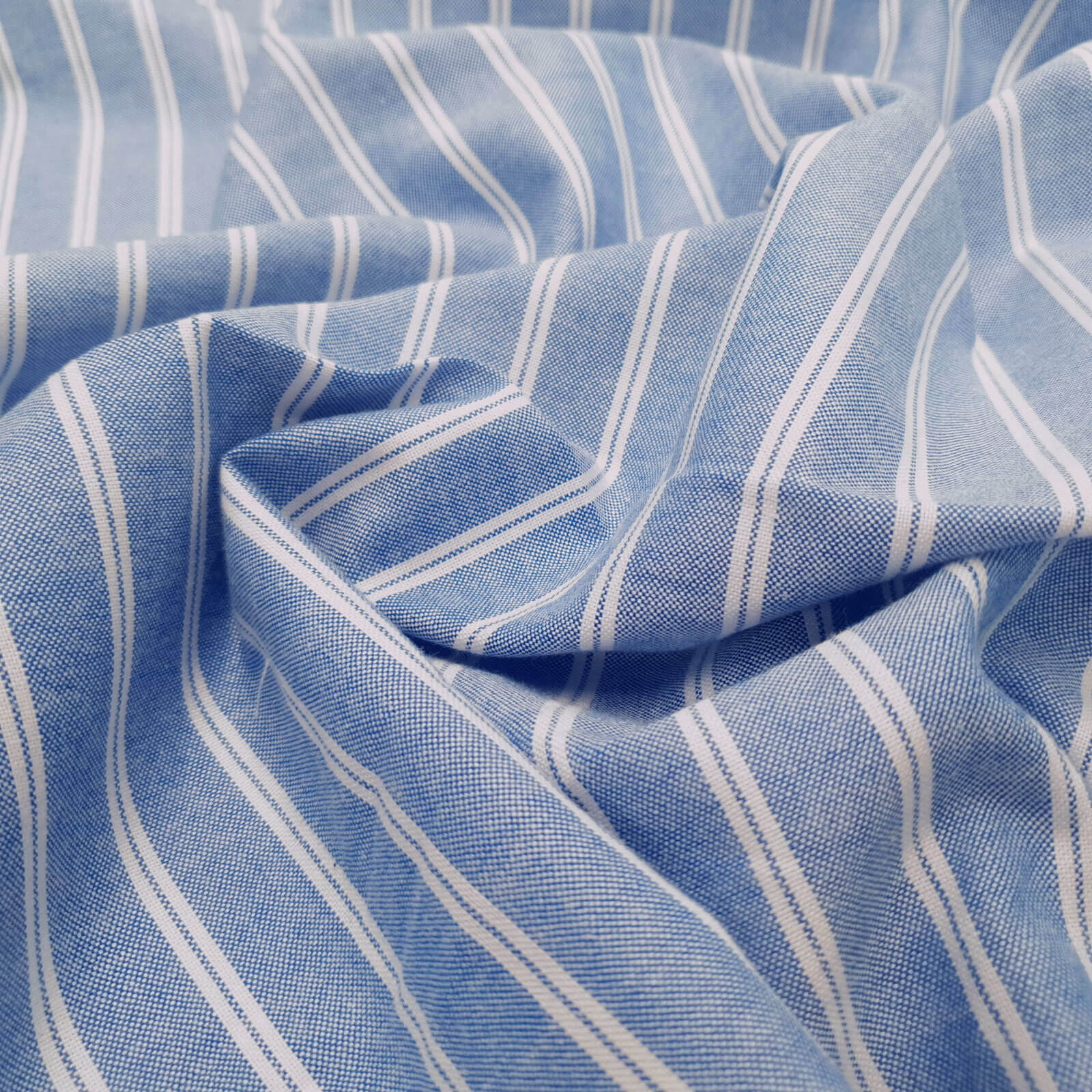 Chaim - Tela de color lino-algodón - Azul-Blanco